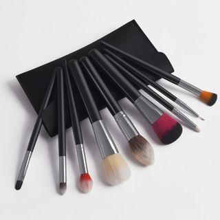 Set Of 9: Makeup Brush Set Of 9 - Gg031602 - With Bag - Makeup Brush - Black - One Size