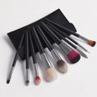 Set Of 9: Makeup Brush Set Of 9 - Gg031602 - With Bag - Makeup Brush - Black - One Size
