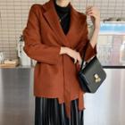 Belted Notch-lapel Wrap Jacket