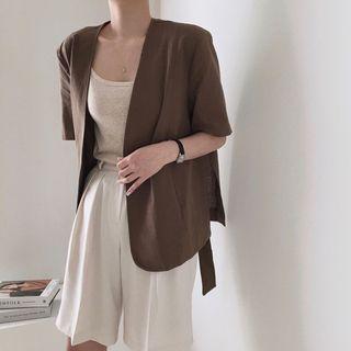 Short Sleeve Plain Blazer / Wide-leg Shorts
