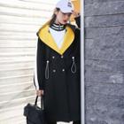 Color Block Hooded Trench Coat