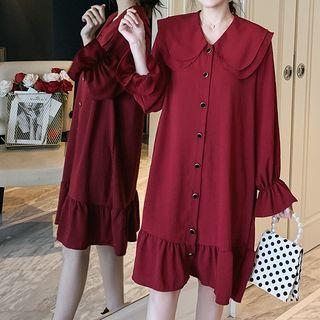 Flared-cuff Double Collar Shirtdress
