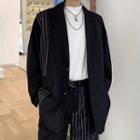 Set: Single-breasted Striped Paneled Blazer Dress Pants