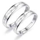 Couple Matching 925 Sterling Silver Heatbeat Open Ring