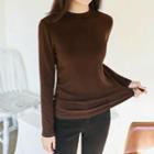 Crew-neck Slim-fit Fleece T-shirt