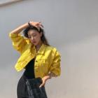 Cropped Vivid Trucker Jacket Yellow - One Size