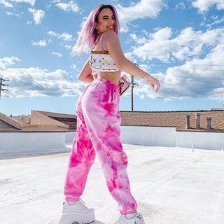 Band-waist Tie-dye Print Pants