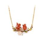 Fashion Cute Plated Gold Enamel Squirrel Cubic Zirconia Necklace Golden - One Size