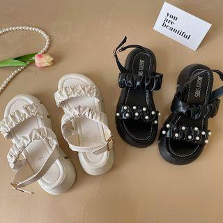 Crinkled Platform Sandals