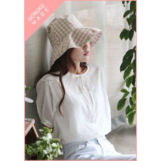 Short-sleeve Half-placket Tie-front Top