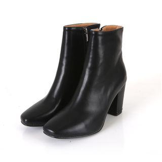 Square-toe Chunky-heel Short Boots