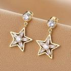 Rhinestone Star Earring Qr096 - 1 Pair - Gold - One Size