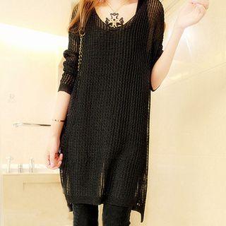 Set: Long Hem Knit Top + Tank Top