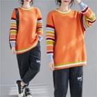 Color Panel Sweater Orange - One Size