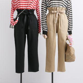 Paperbag High-waist Straight-cut Pants