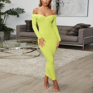 Off-shoulder Maxi Sheath Dress