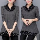 Mock Two-piece Polka Dot Shirt