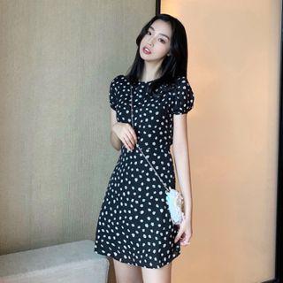 Floral Short-sleeved Dress As Shown In Figure - One Size