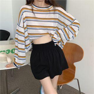Puff-sleeve Striped T-shirt / Shorts