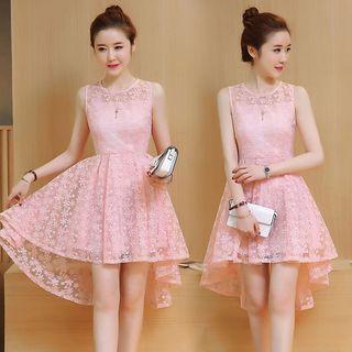 Sleeveless A-line Lace Party Dress