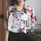 Short-sleeve Cat Print Shirt