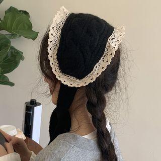 Lace Trim Knit Earmuffs