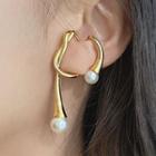 Faux Pearl Alloy Ear Cuff 1 Pair - Gold - One Size