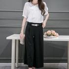 Short-sleeve Tie Neck Top