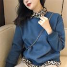 Long-sleeve Panel Pullover Blue - One Size