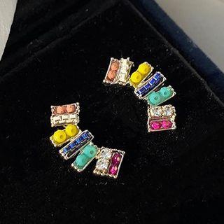 Faux Crystal Earring 1 Pair - S925 Sterling Silver Stud Earring - One Size