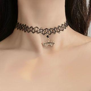 Bat Charm Choker Black - One Size