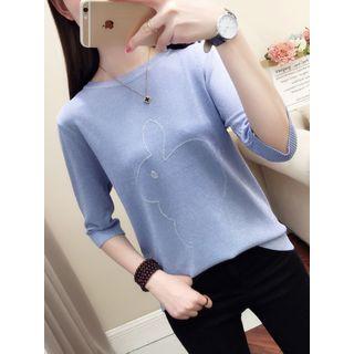 Rabbit 3/4-sleeve Knit Top