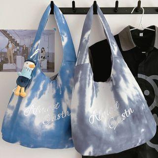 Tie-dye Lettering Embroidered Tote Bag