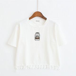 T-shirt Embroidered Short-sleeve T-shirt