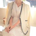 V-neck Contrast-trim Jacket