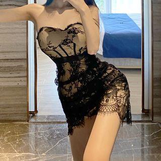 Lace Strapless Mini Sheath Dress