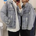 Couple Matching Distressed Oversize Denim Jacket
