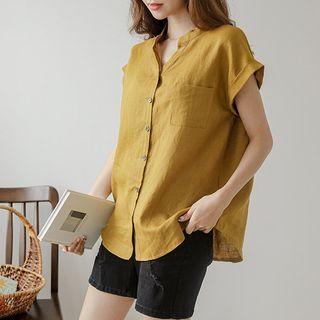 Rollup Dolman-sleeve Linen Shirt