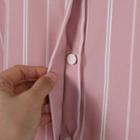 Long-sleeve Stripe Shirt Pink - One Size