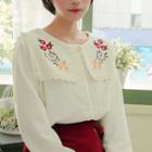 Flower Embroidered Capelet Cardigan