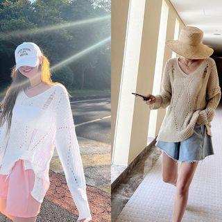 Distressed Punched Summer Sweater