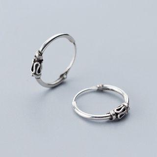 925 Sterling Silver Hoop Earring 1 Pair - S925 Silver - One Size
