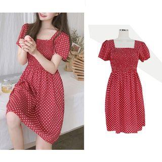 Short-sleeve Chiffon A-line Plaid Dress