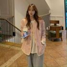 Woolen Button Jacket Pink - One Size