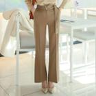 Belted Mid-rise Boot-cut Dress Pants