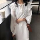 Long-sleeve Lace Collar Midi Dress