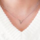925 Sterling Silver Rhinestone Triangle Pendant Necklace Necklace - Triangle - One Size