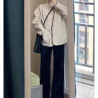 Plain Button-up Jacket / Wide-leg Pants