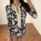 Long-sleeve Floral Half-zip Wetsuit