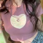 Heart Panel Cropped T-shirt